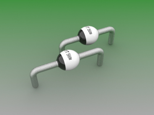 SOD-64型二极管外壳，本体4.2 x d4.3毫米，引线直径1.35毫米缩略图